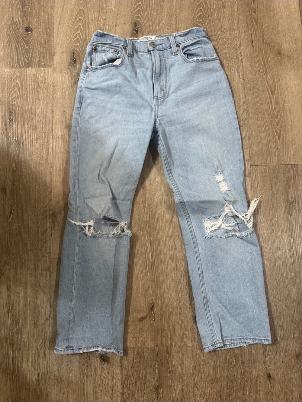 Abercrombie & Fitch Light Blue Ripped Straight Jeans ankle straight 26/2